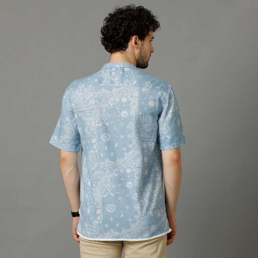 Blue Aop Regular Fit Shirt