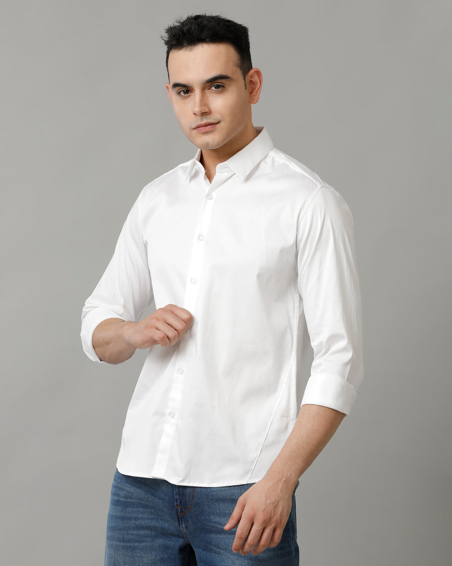 Voi Jeans Mens White Slim Fit Shirt