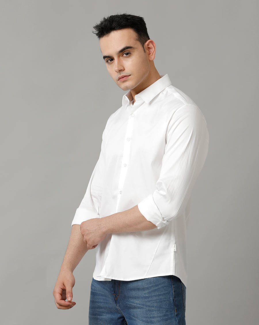 Voi Jeans Mens White Slim Fit Shirt