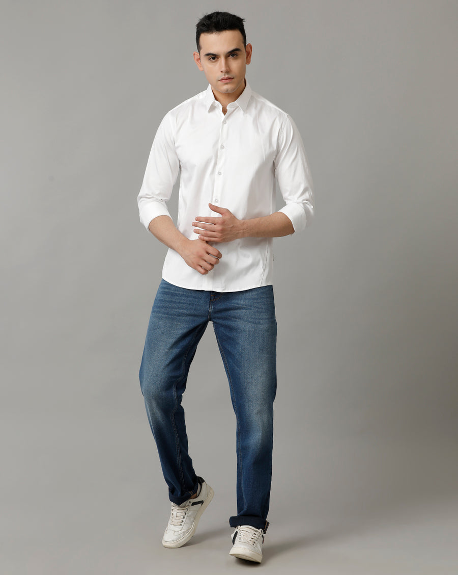 Voi Jeans Mens White Slim Fit Shirt