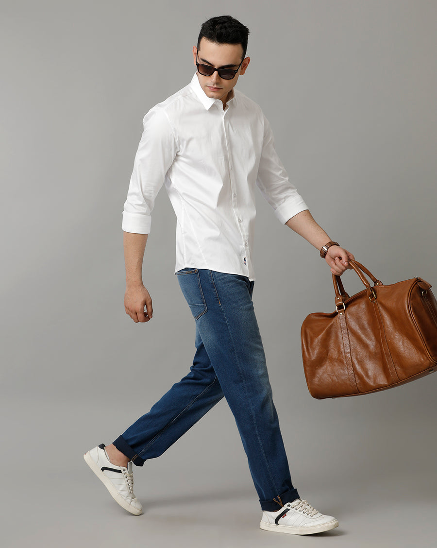 Voi Jeans Mens White Slim Fit Shirt