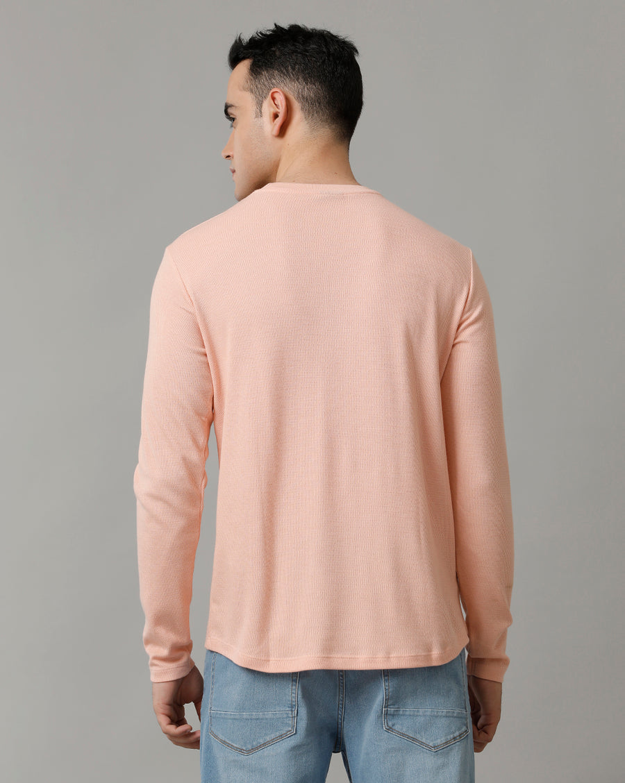 Peach Cotton blend Full Sleeve T-Shirt