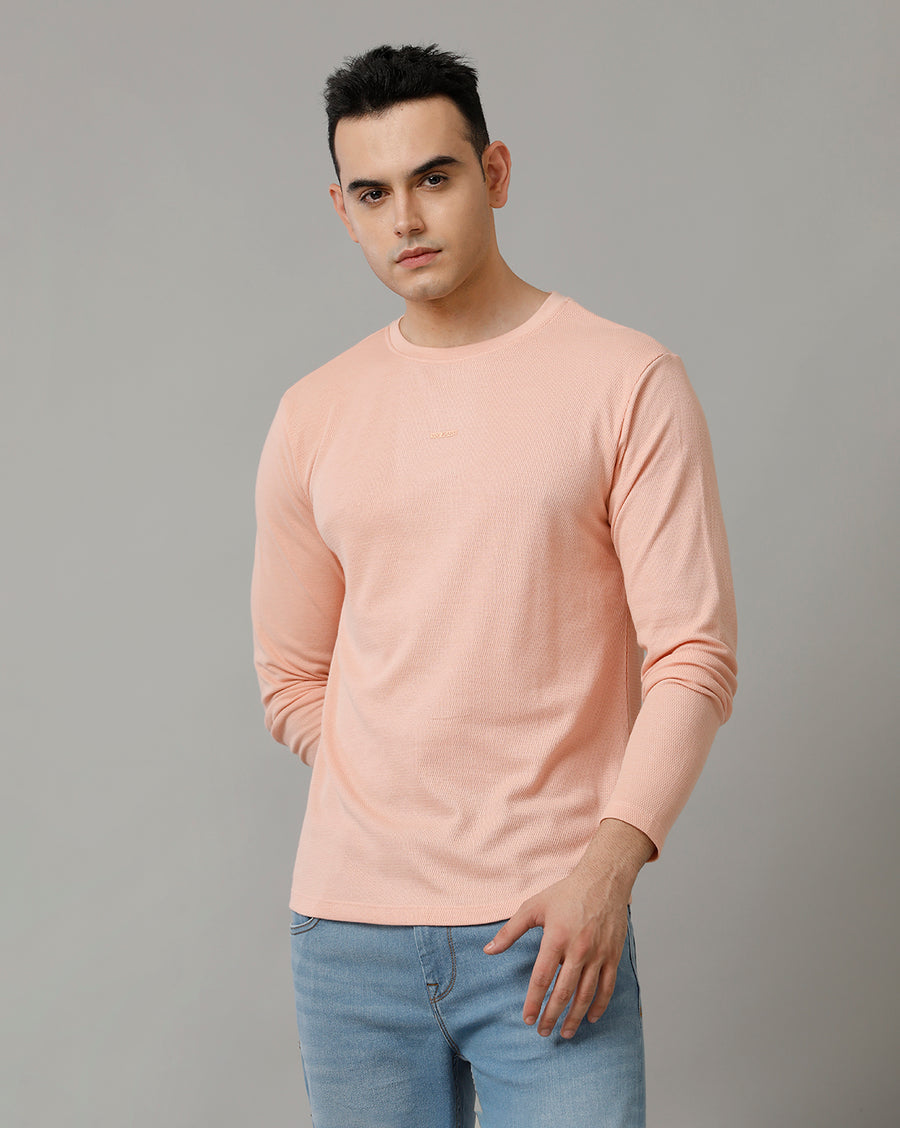 Peach Cotton blend Full Sleeve T-Shirt