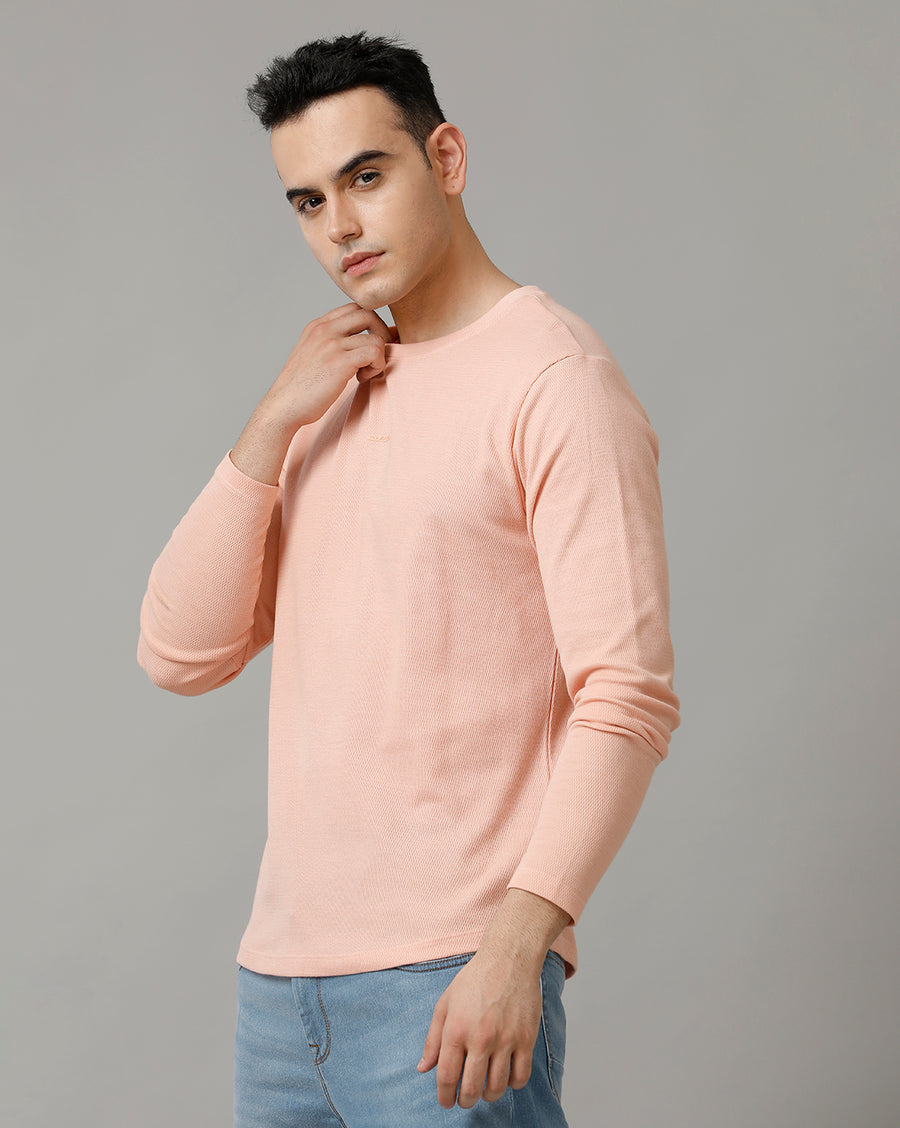 Peach Cotton blend Full Sleeve T-Shirt