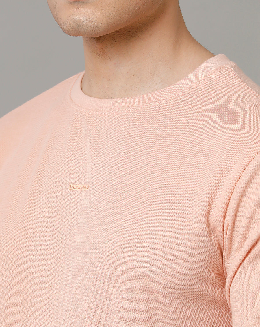 Peach Cotton blend Full Sleeve T-Shirt