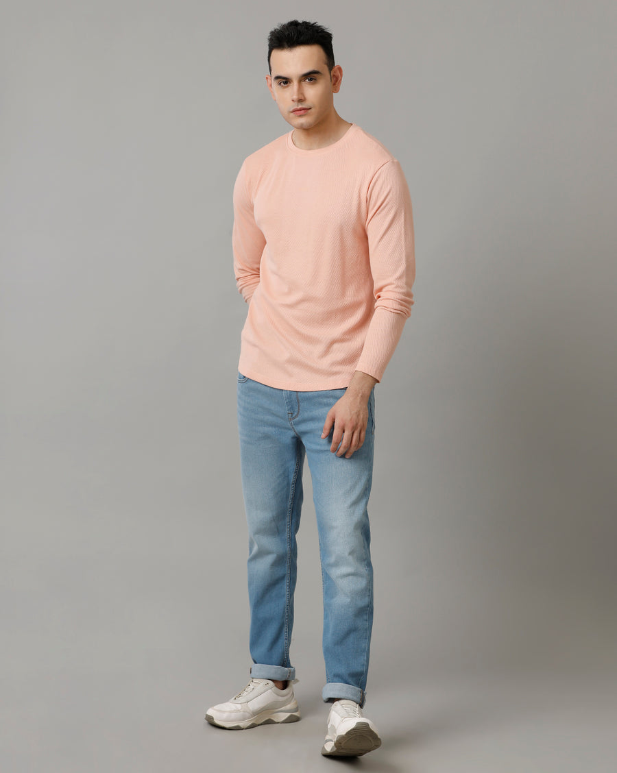 Peach Cotton blend Full Sleeve T-Shirt