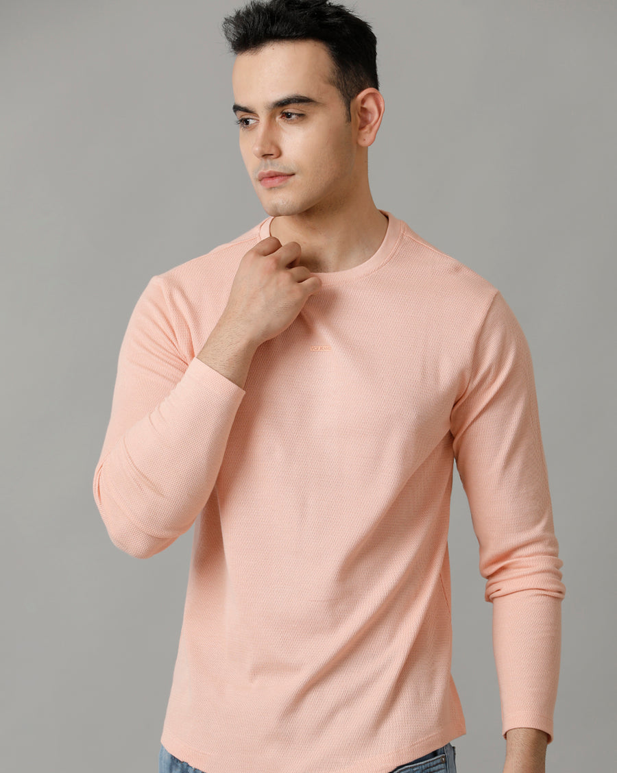 Peach Cotton blend Full Sleeve T-Shirt