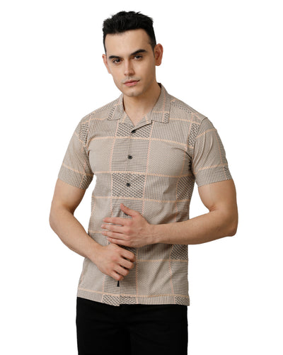 Khaki AOP Slim Fit Shirt