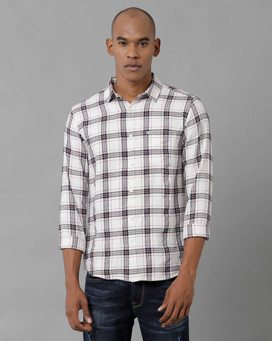 Voi Jeans Checked Spread Collar Slim Fit Cotton Casual Shirt