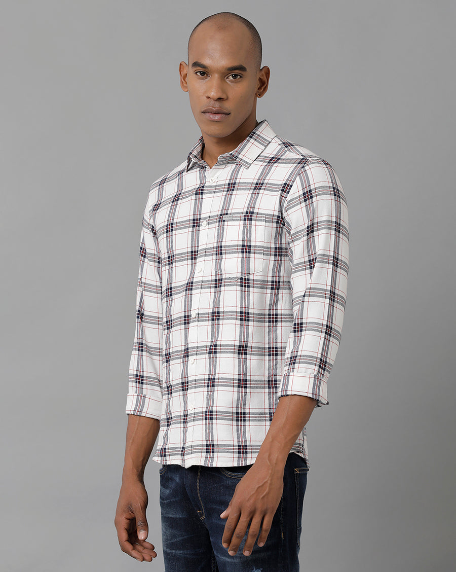 Voi Jeans Checked Spread Collar Slim Fit Cotton Casual Shirt
