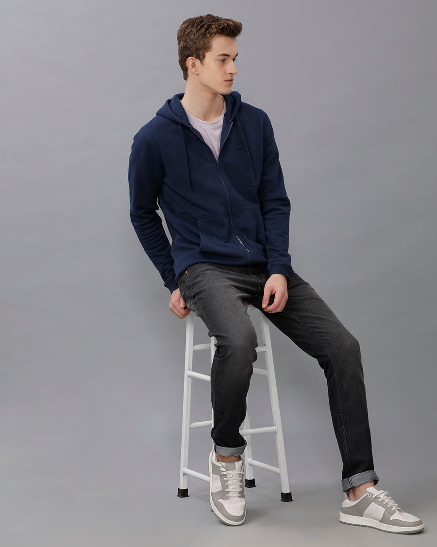 NAVY BLUE REGULAR FIT SWEATSHIRT