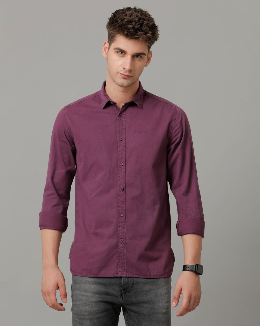 Voi Jeans Mens Dark Purple Slim Fit Shirt