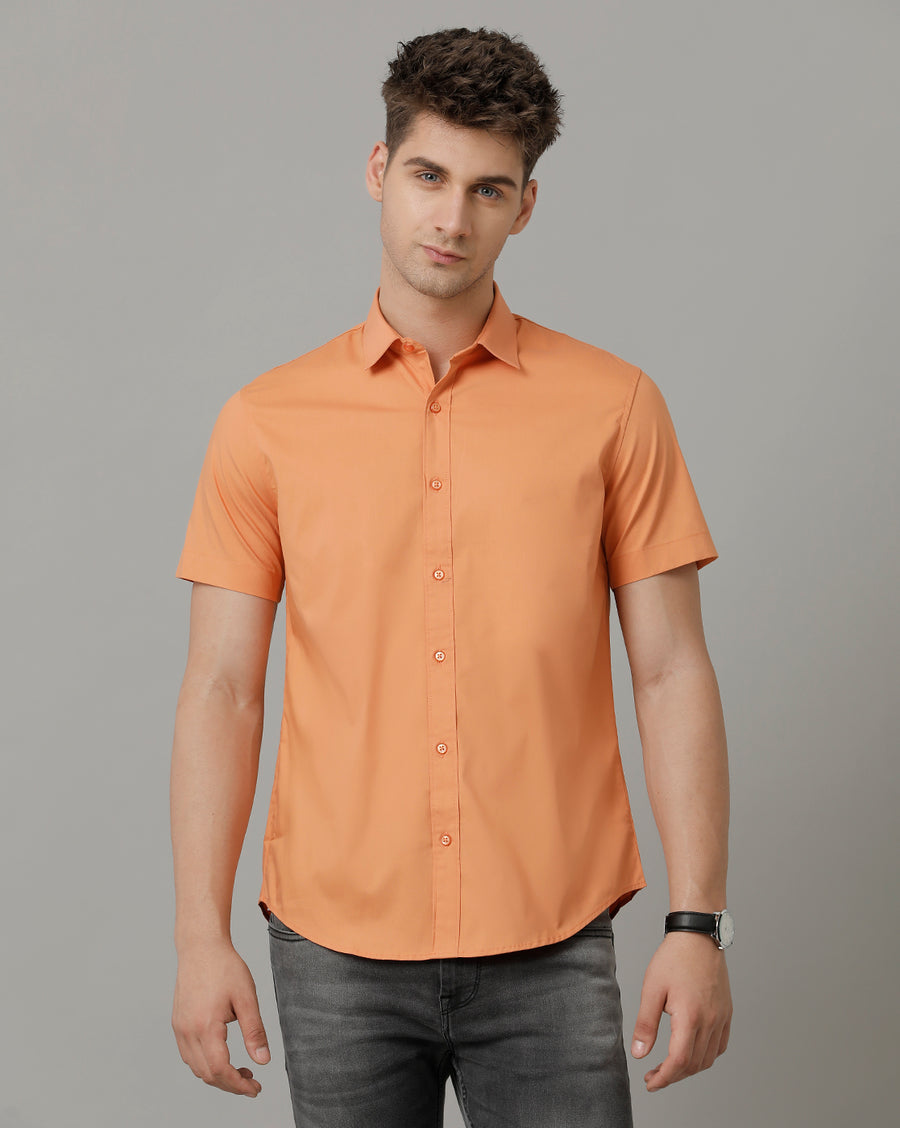 Voi Jeans Mens Orange Regular Fit Shirt