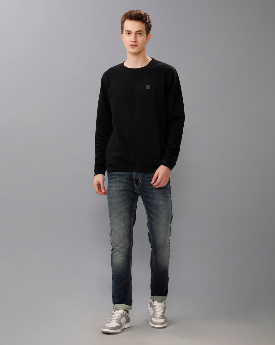 DEEP BLACK REGULAR FIT SWEATSHIRT