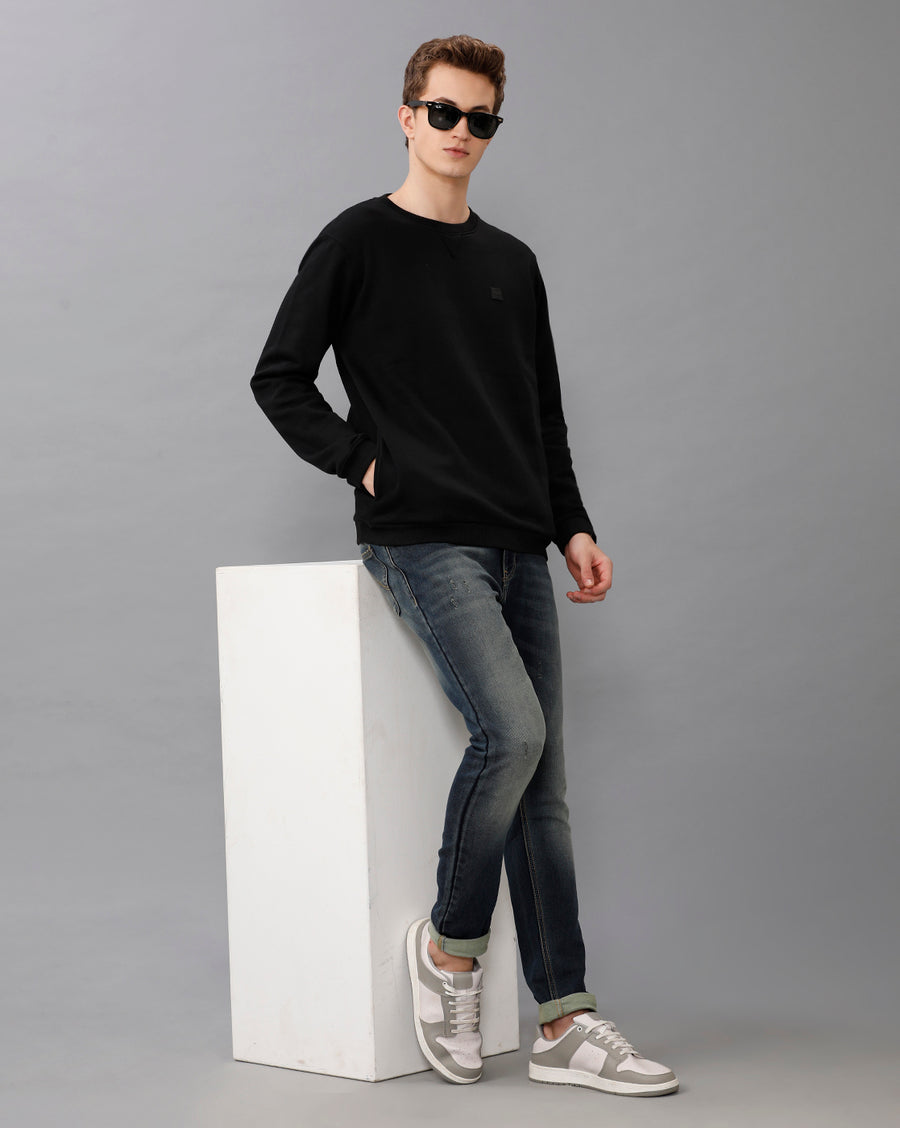 DEEP BLACK REGULAR FIT SWEATSHIRT