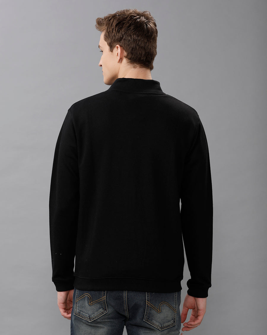 Deep Black Regular Fit Sweat Shirt