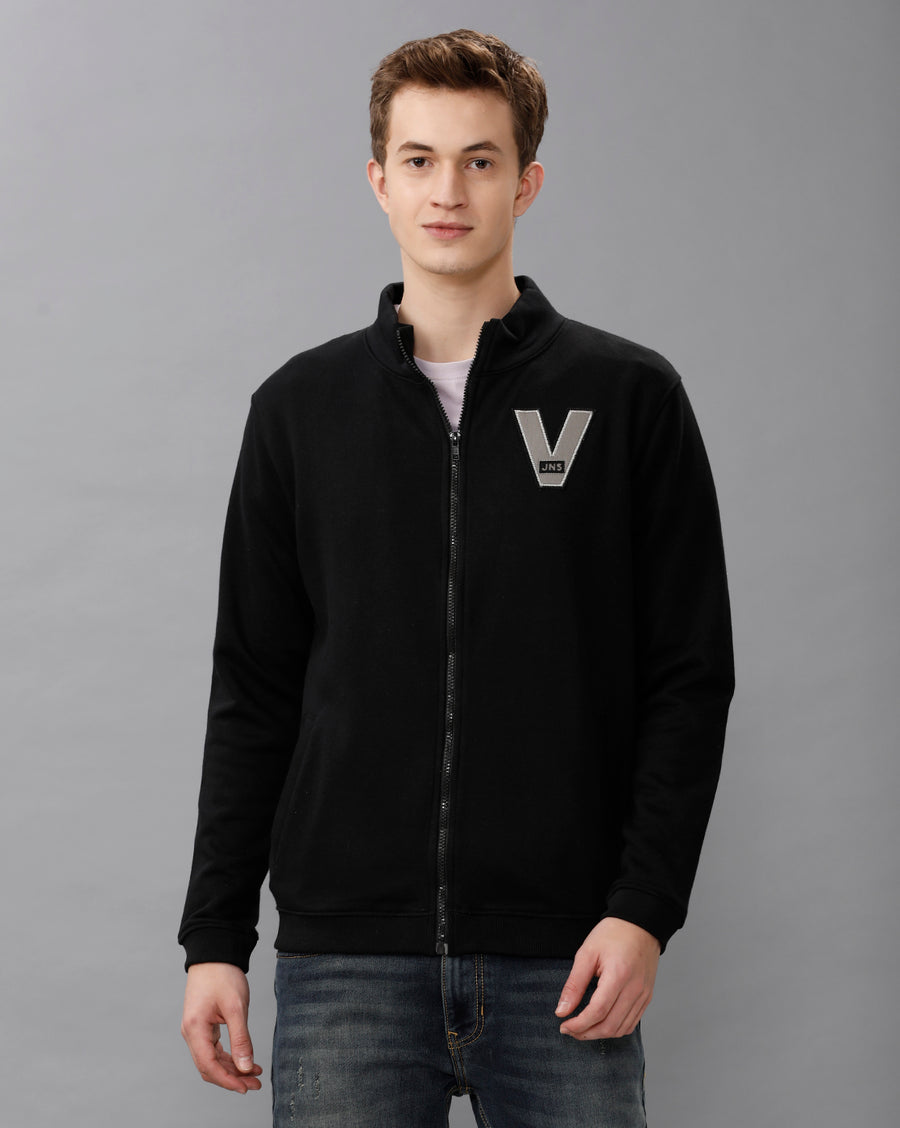 Deep Black Regular Fit Sweat Shirt