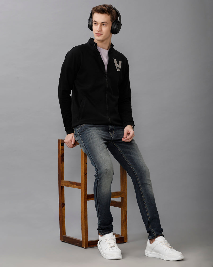 Deep Black Regular Fit Sweat Shirt