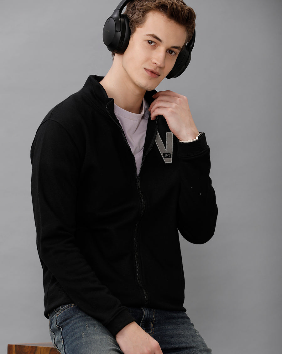 Deep Black Regular Fit Sweat Shirt