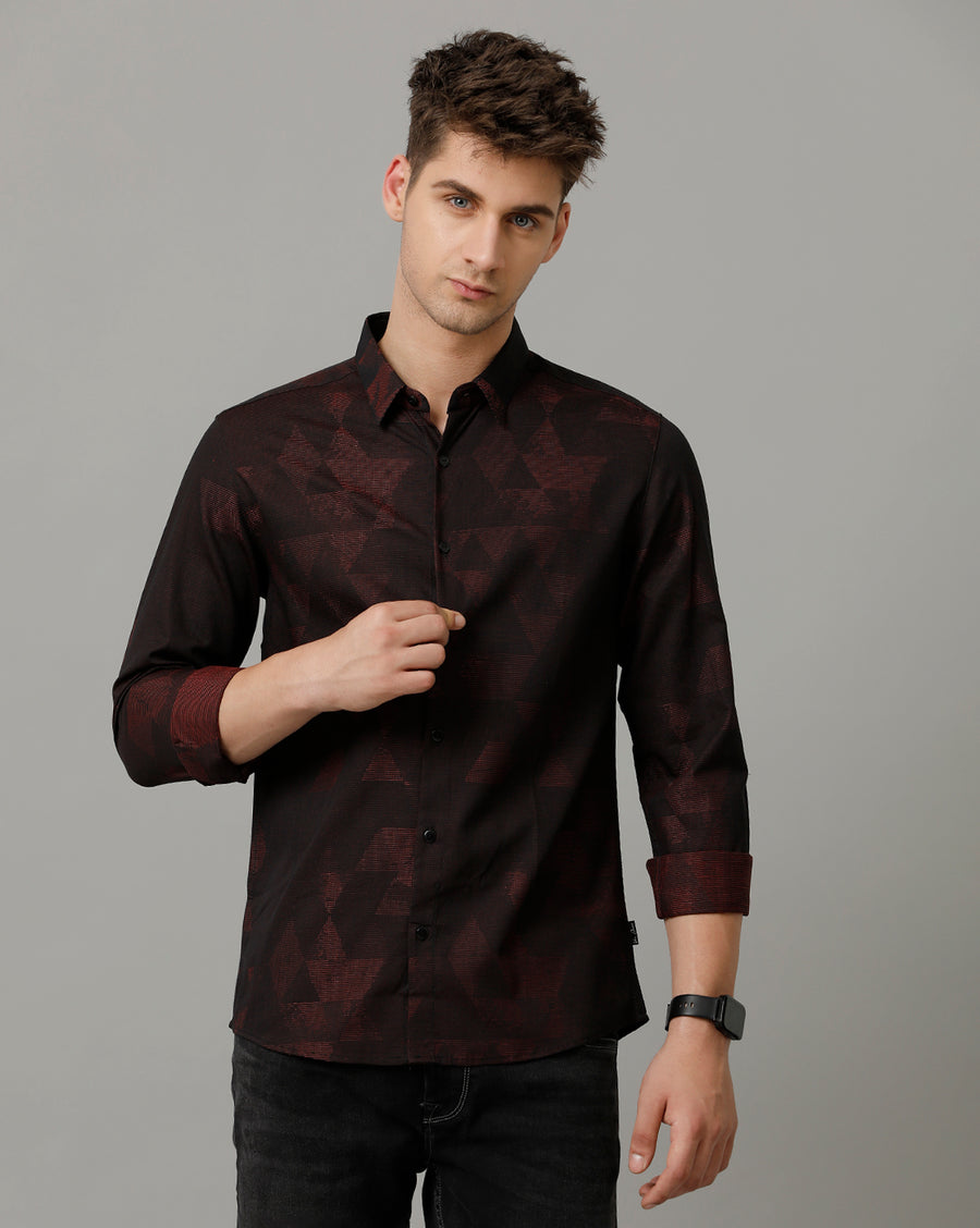 Voi Jeans Mens Red Black Slim Fit Shirt