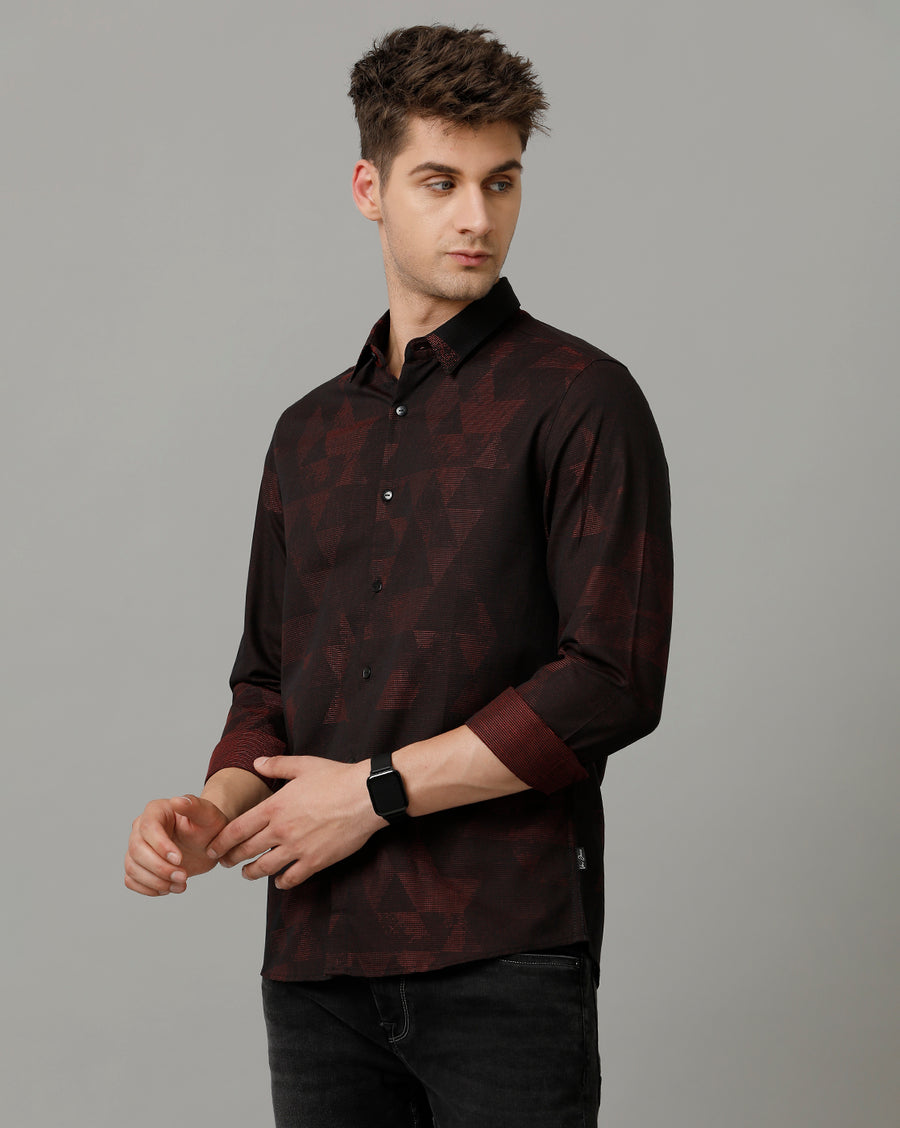 Voi Jeans Mens Red Black Slim Fit Shirt