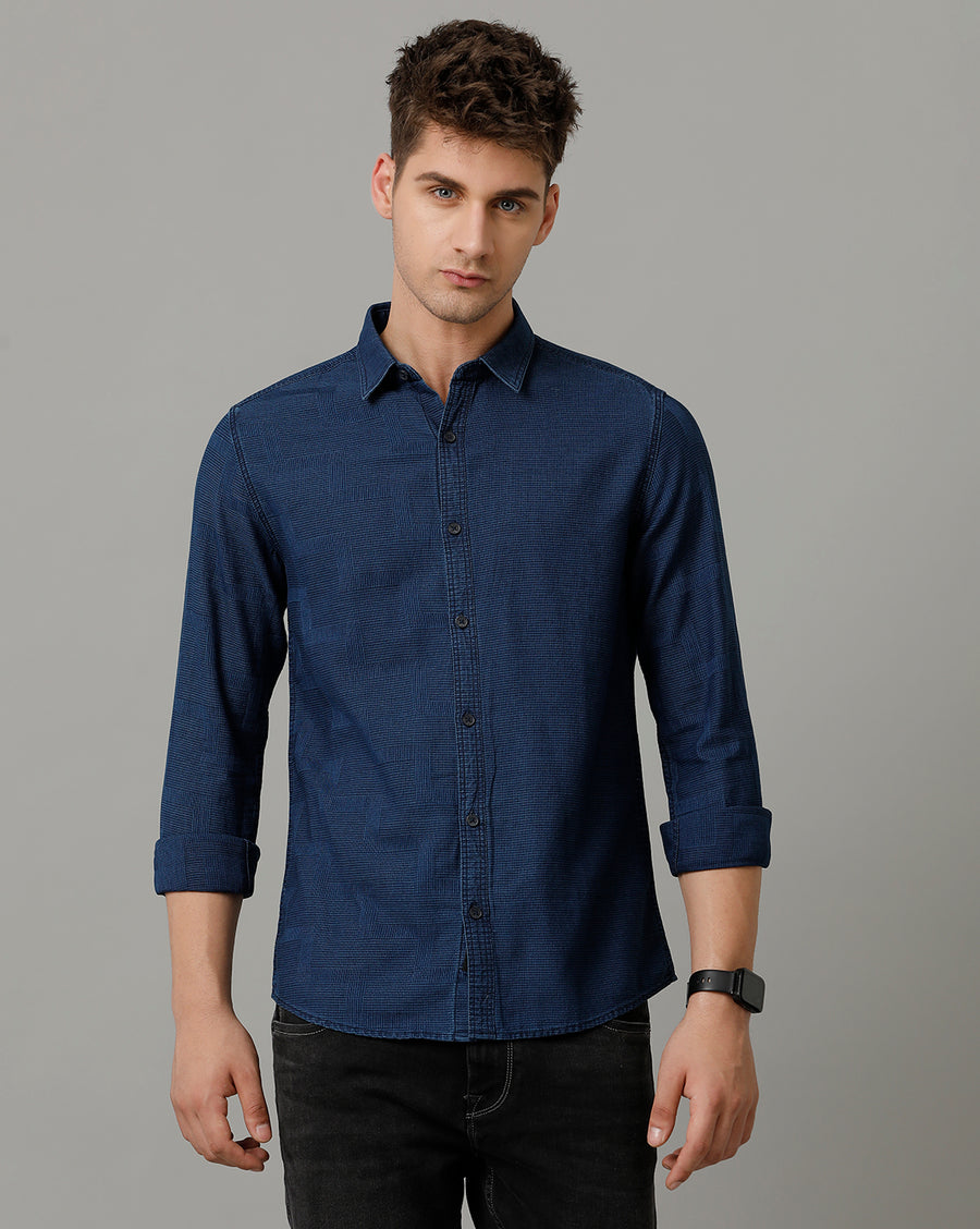 Voi Jeans Mens Indigo Slim Fit Shirt