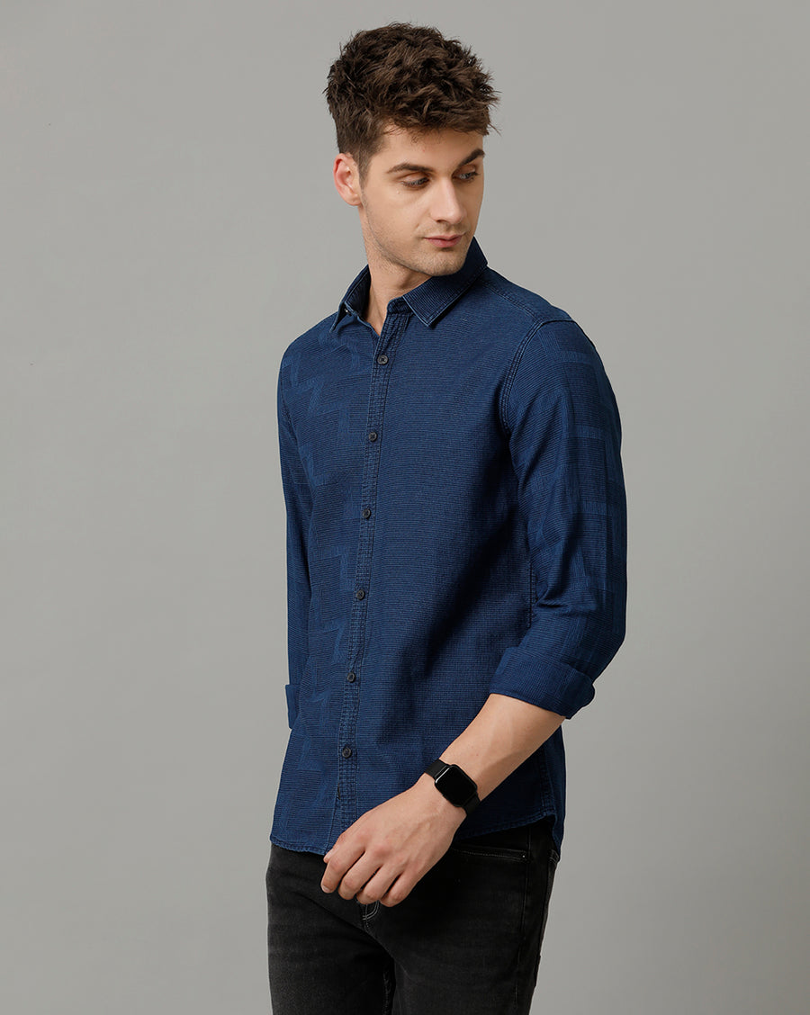 Voi Jeans Mens Indigo Slim Fit Shirt