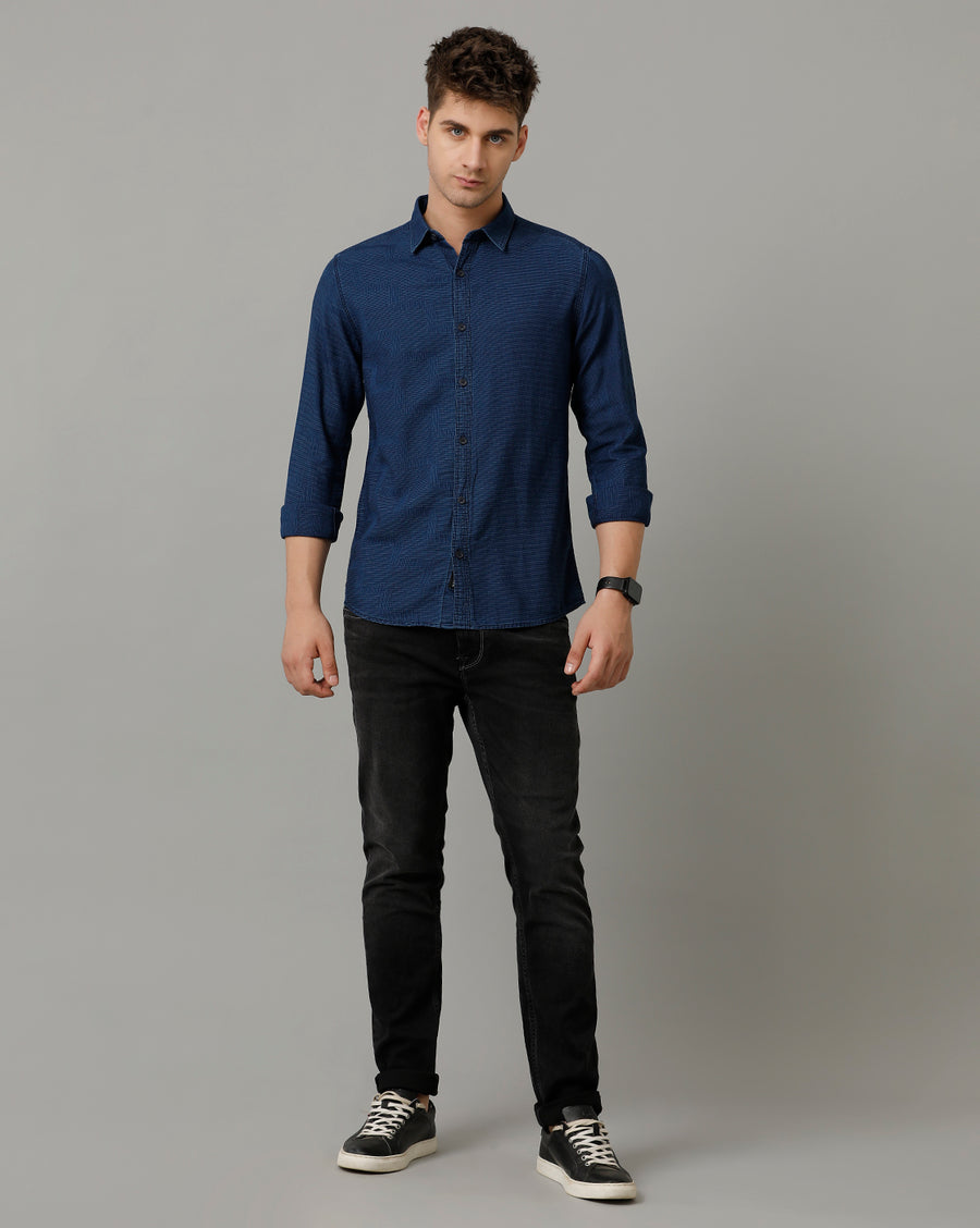 Voi Jeans Mens Indigo Slim Fit Shirt