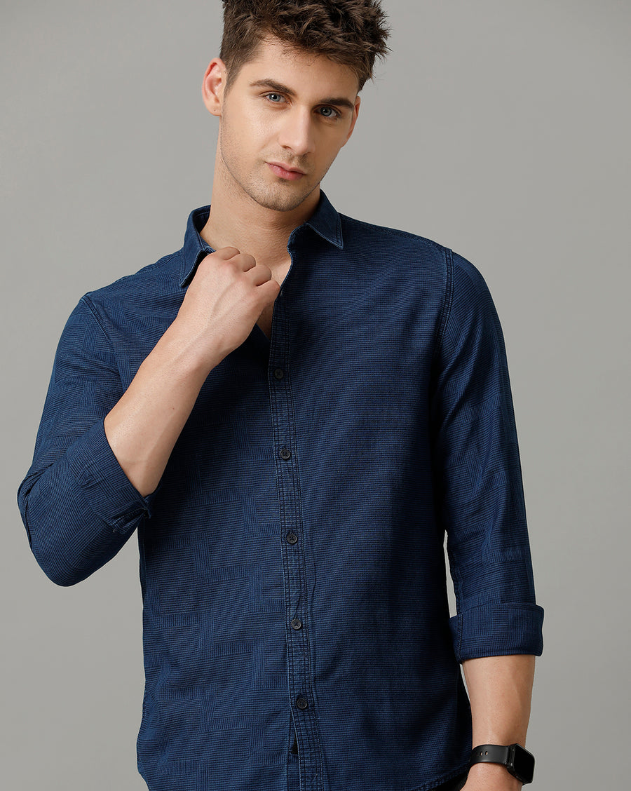 Voi Jeans Mens Indigo Slim Fit Shirt