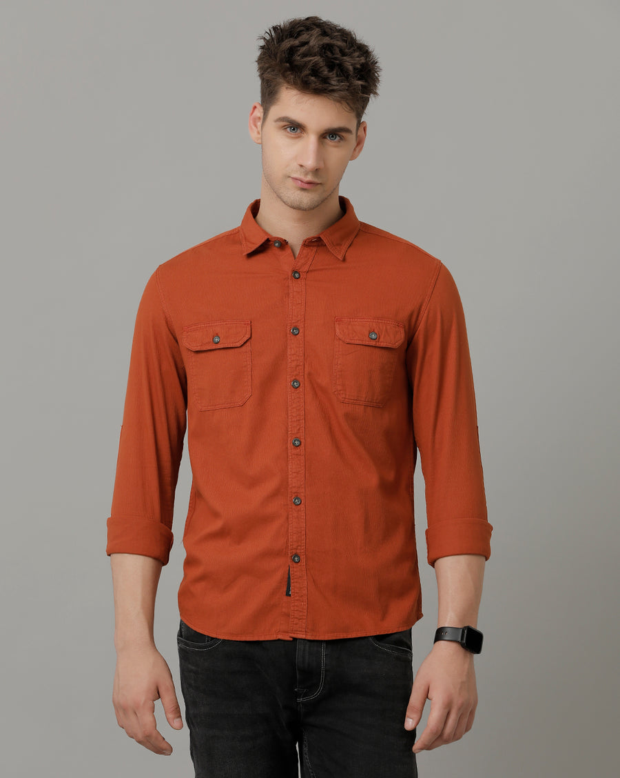 Voi Jeans Mens Rust Slim Fit Shirt