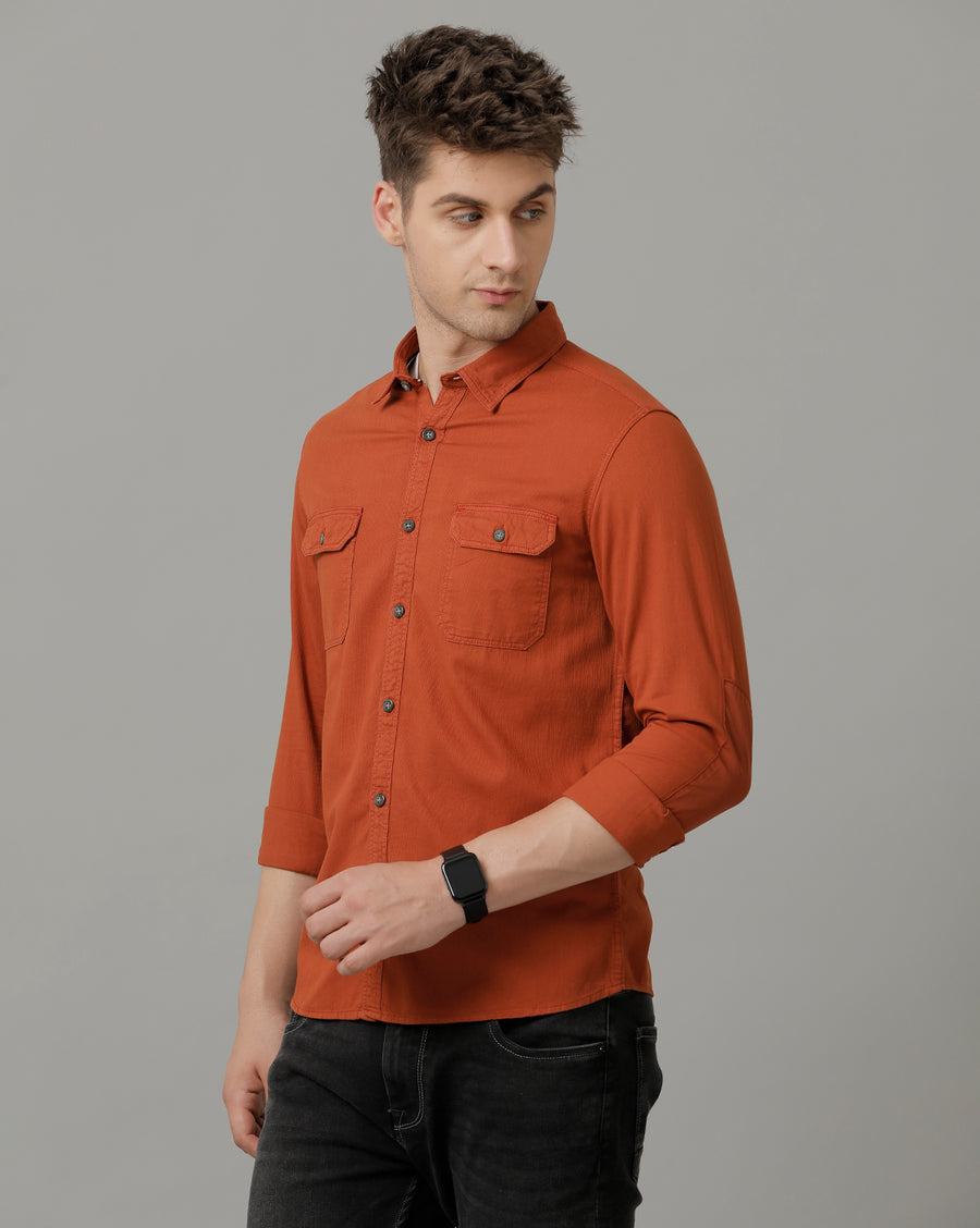 Voi Jeans Mens Rust Slim Fit Shirt