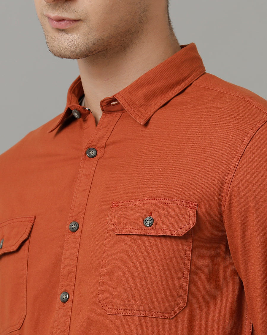 Voi Jeans Mens Rust Slim Fit Shirt