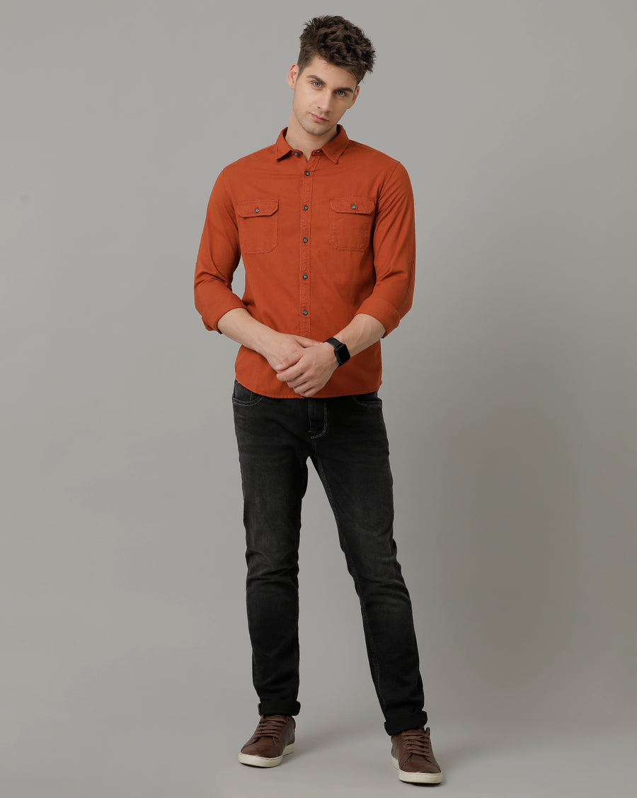 Voi Jeans Mens Rust Slim Fit Shirt