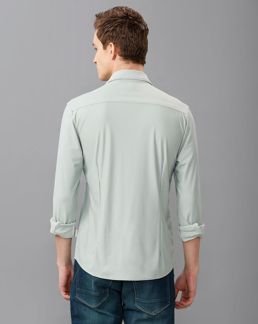 MINT GREEN SLIM FIT KNIT SHIRT