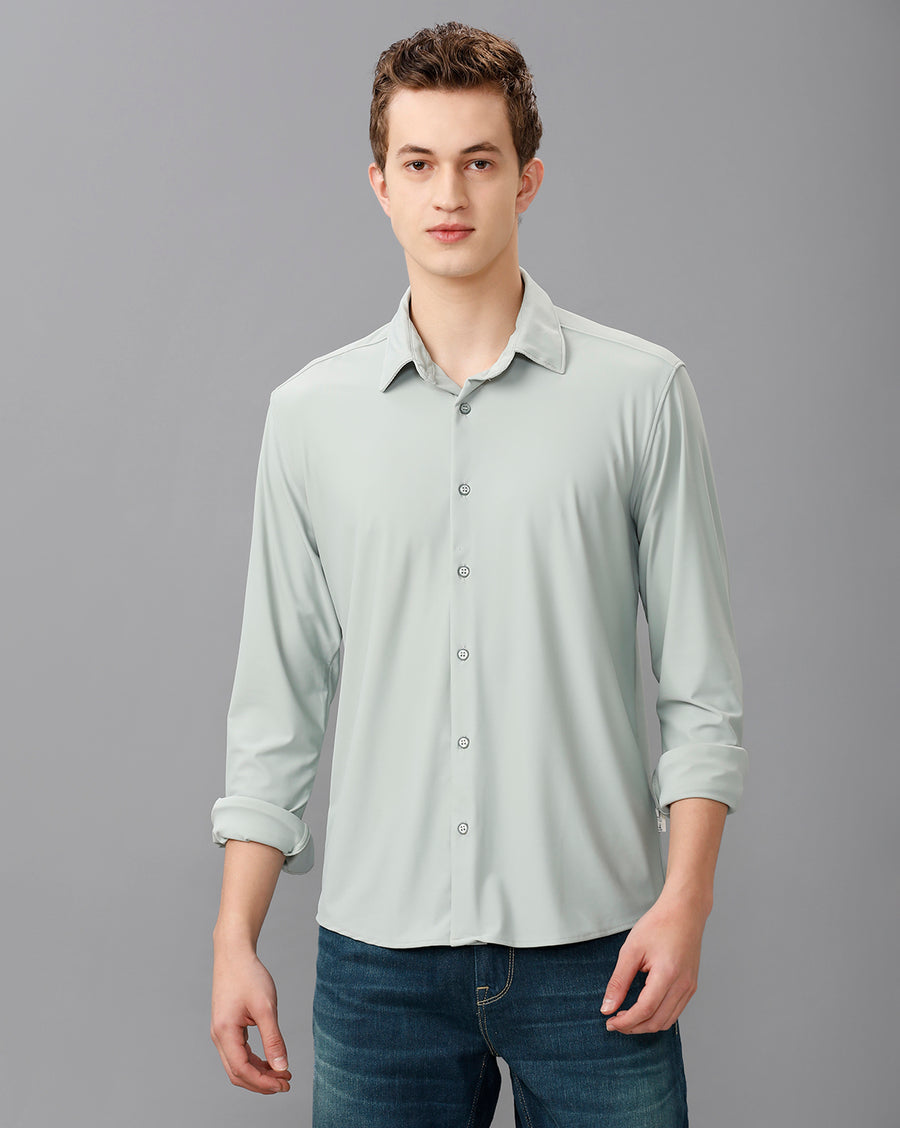 MINT GREEN SLIM FIT KNIT SHIRT