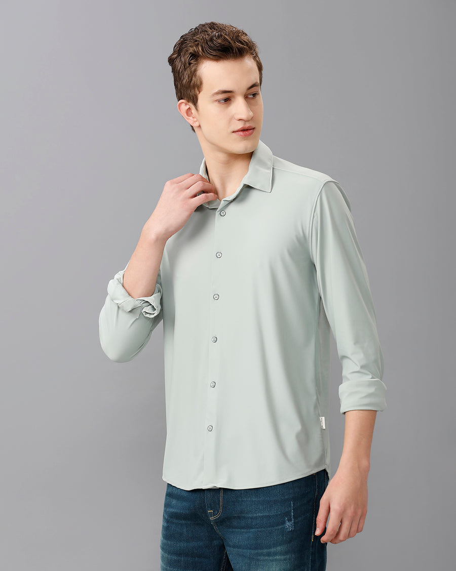 MINT GREEN SLIM FIT KNIT SHIRT