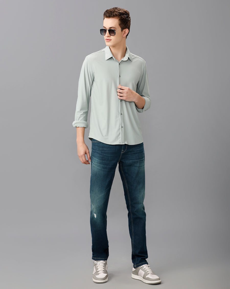 MINT GREEN SLIM FIT KNIT SHIRT