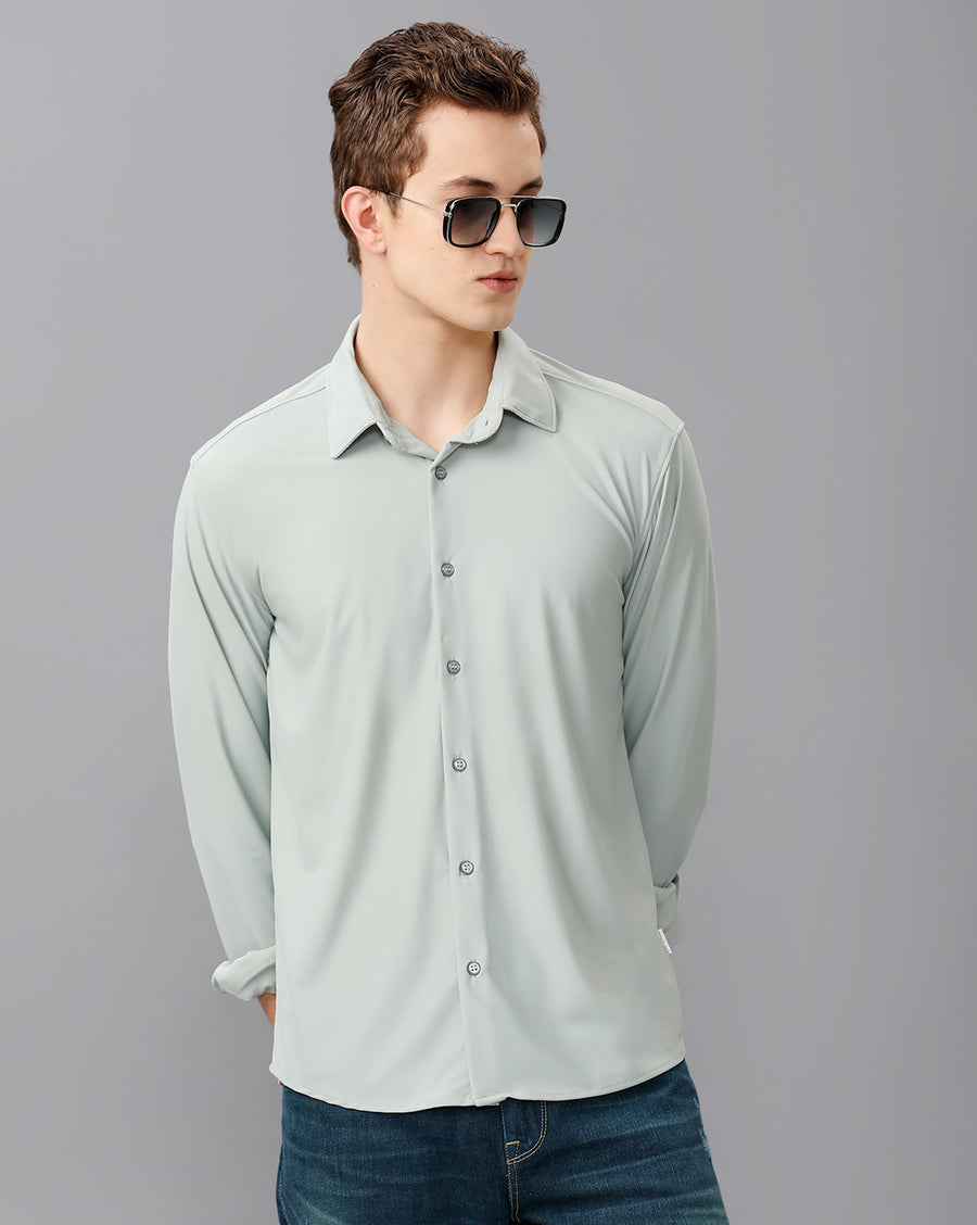MINT GREEN SLIM FIT KNIT SHIRT