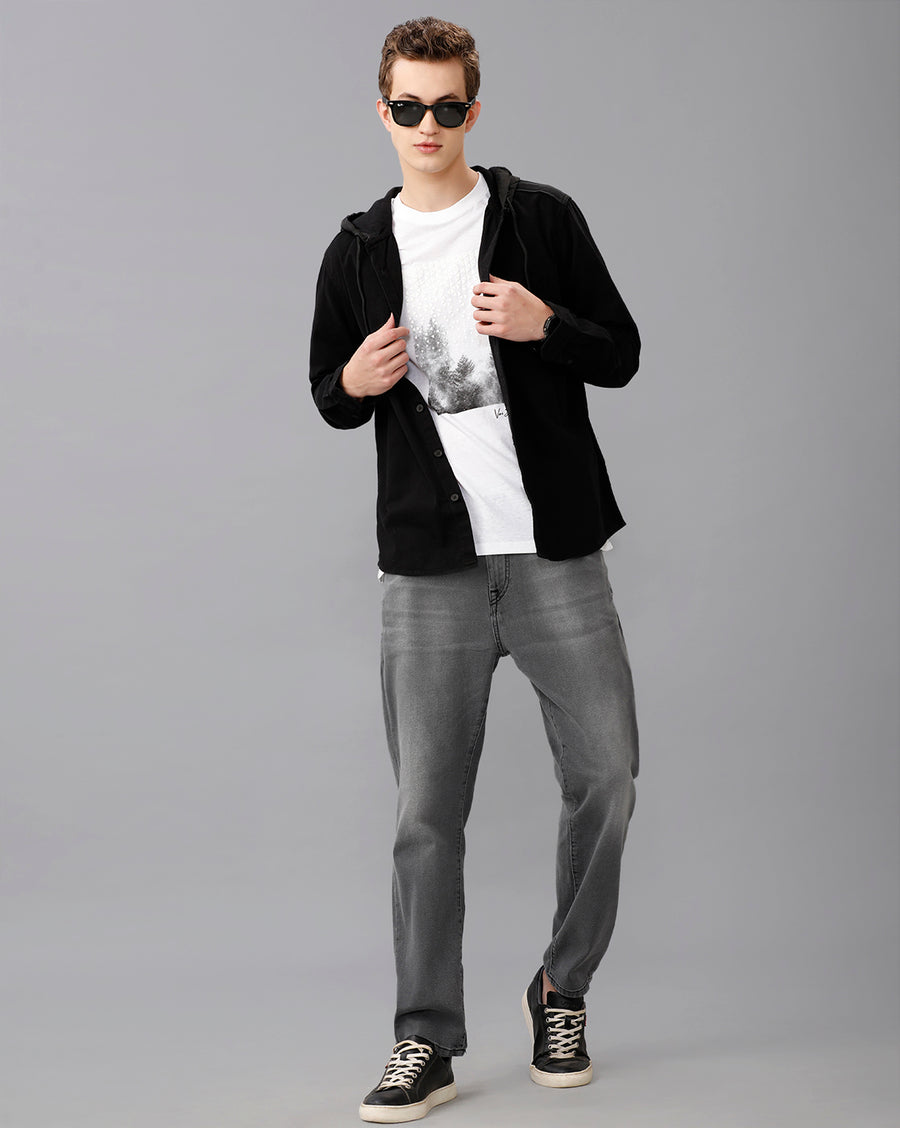 BLACK REGULAR FIT SHACKET