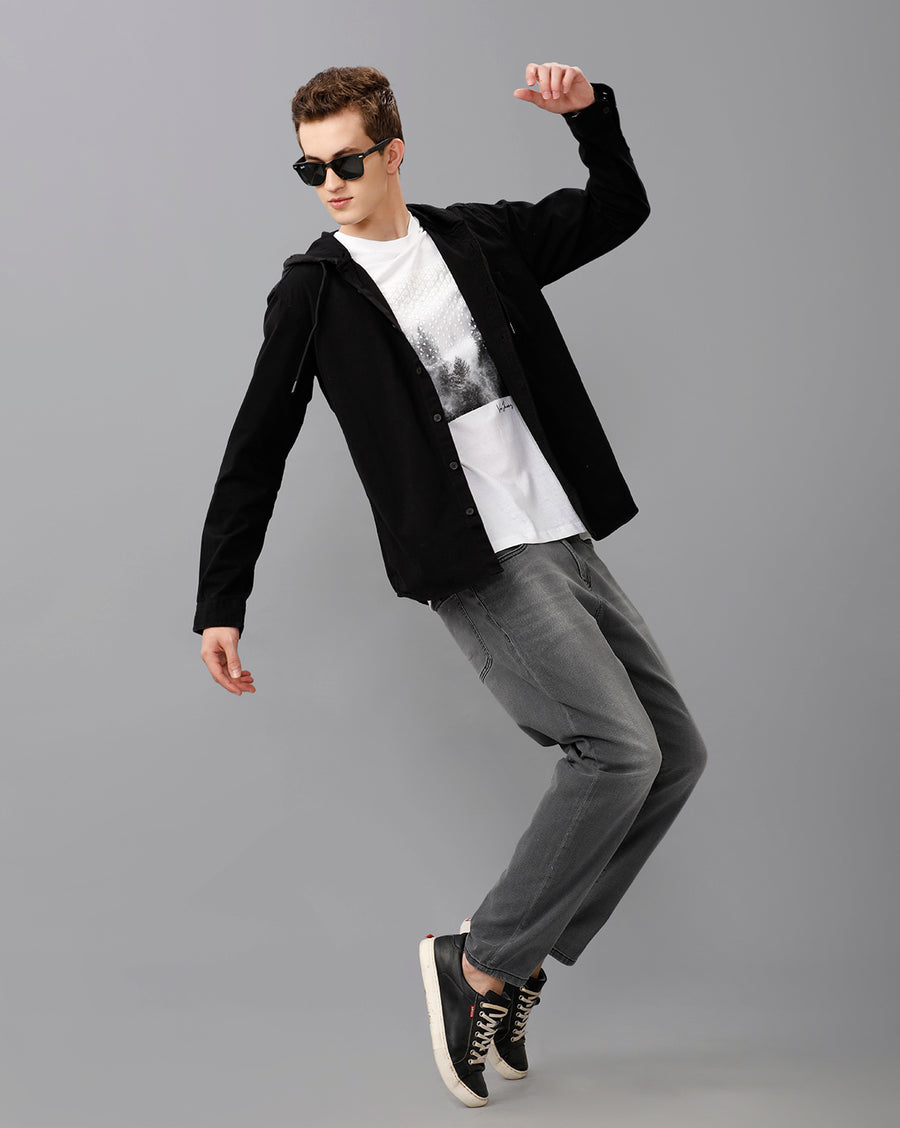 BLACK REGULAR FIT SHACKET