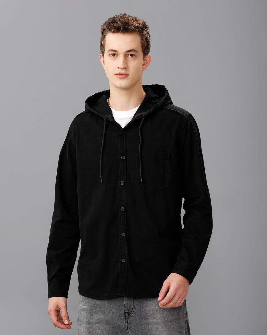 BLACK REGULAR FIT SHACKET