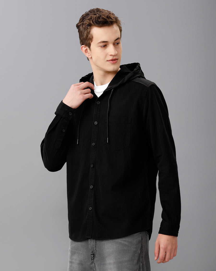 BLACK REGULAR FIT SHACKET