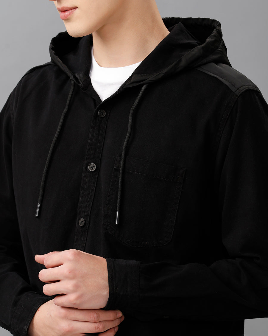 BLACK REGULAR FIT SHACKET