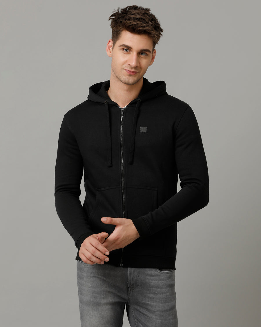 Deep Black Regular Fit Sweat Shirt