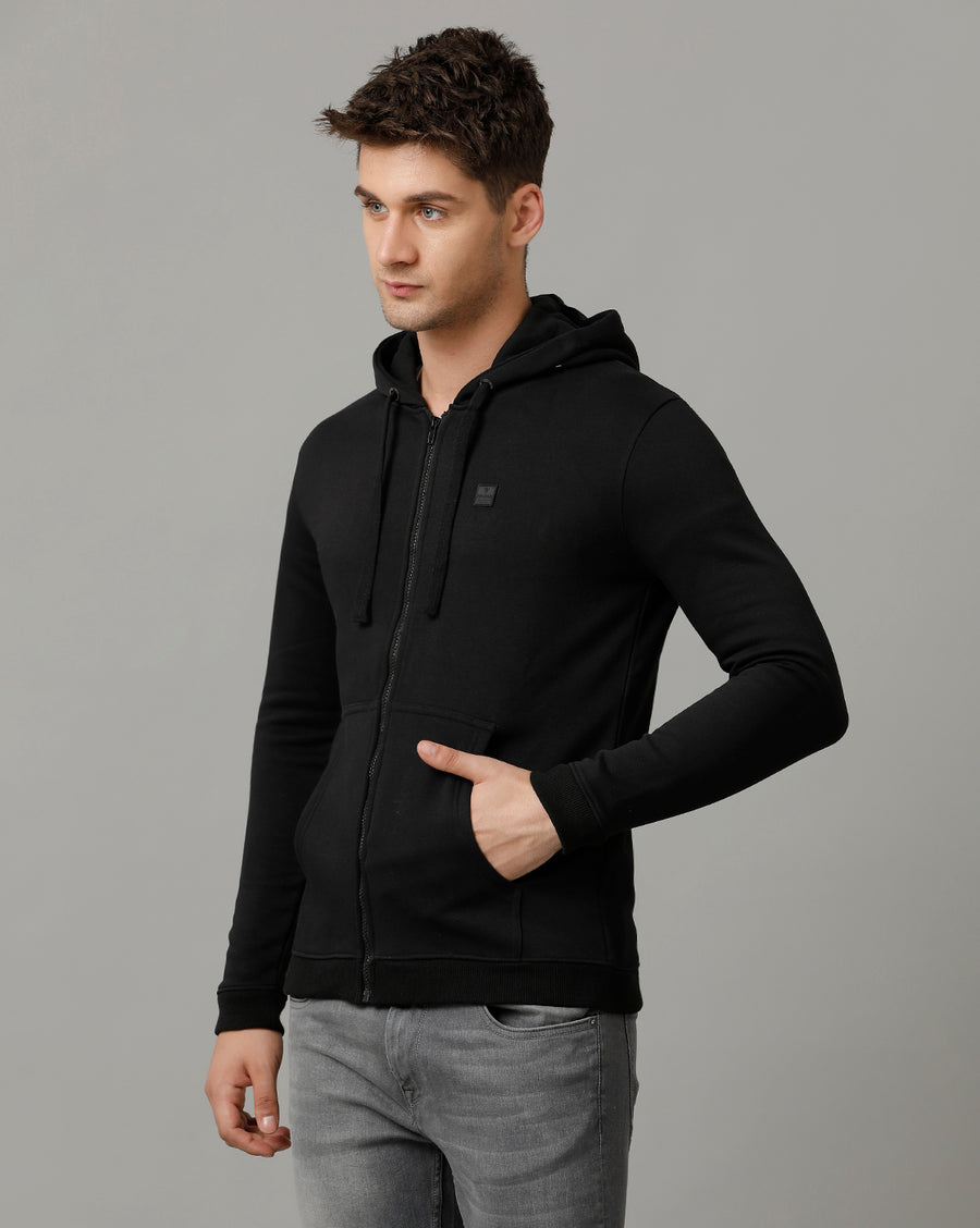 Deep Black Regular Fit Sweat Shirt