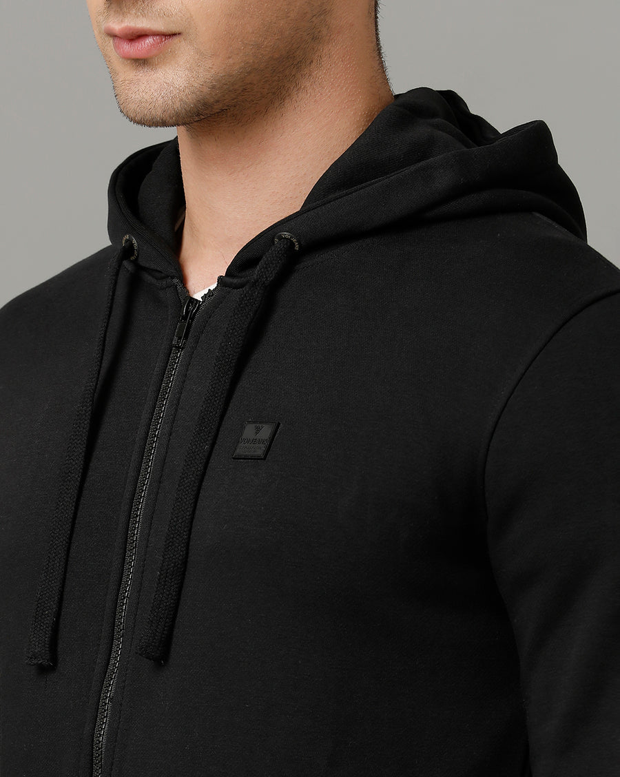Deep Black Regular Fit Sweat Shirt