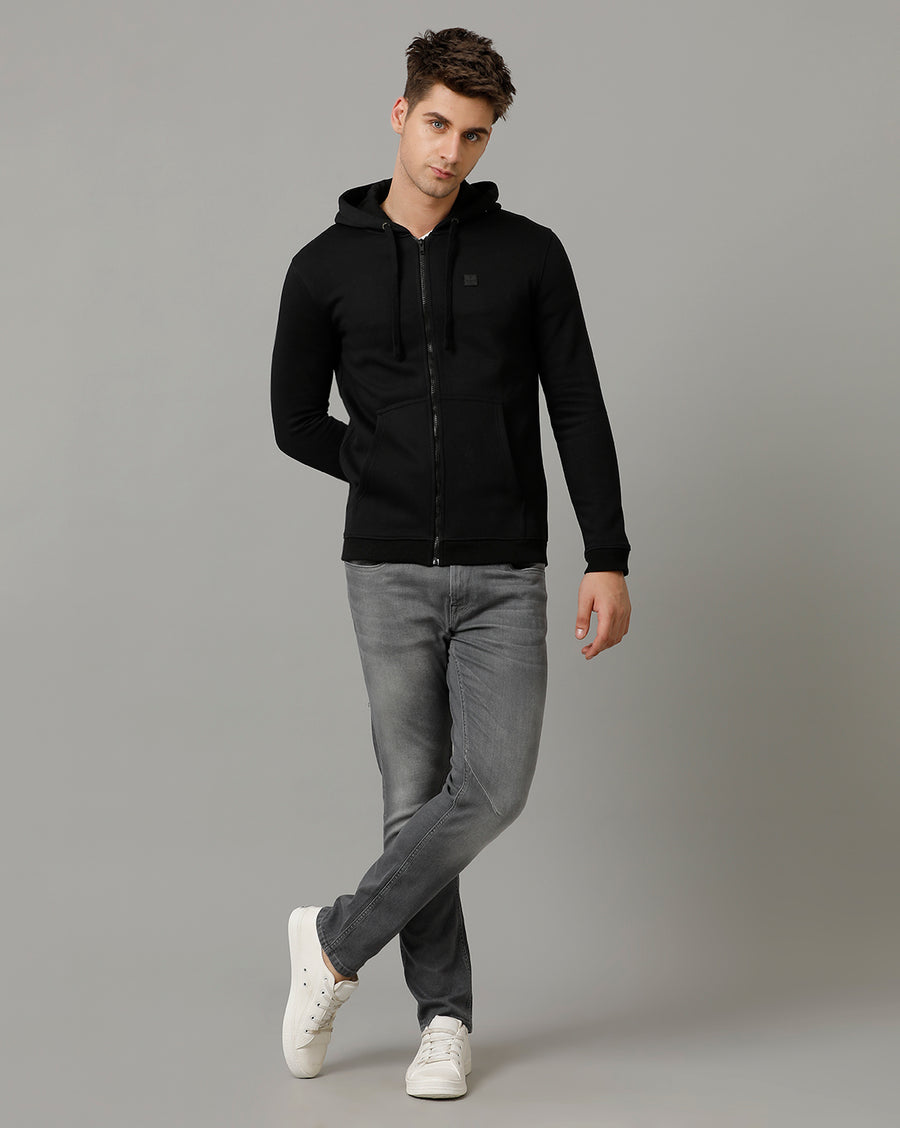 Deep Black Regular Fit Sweat Shirt