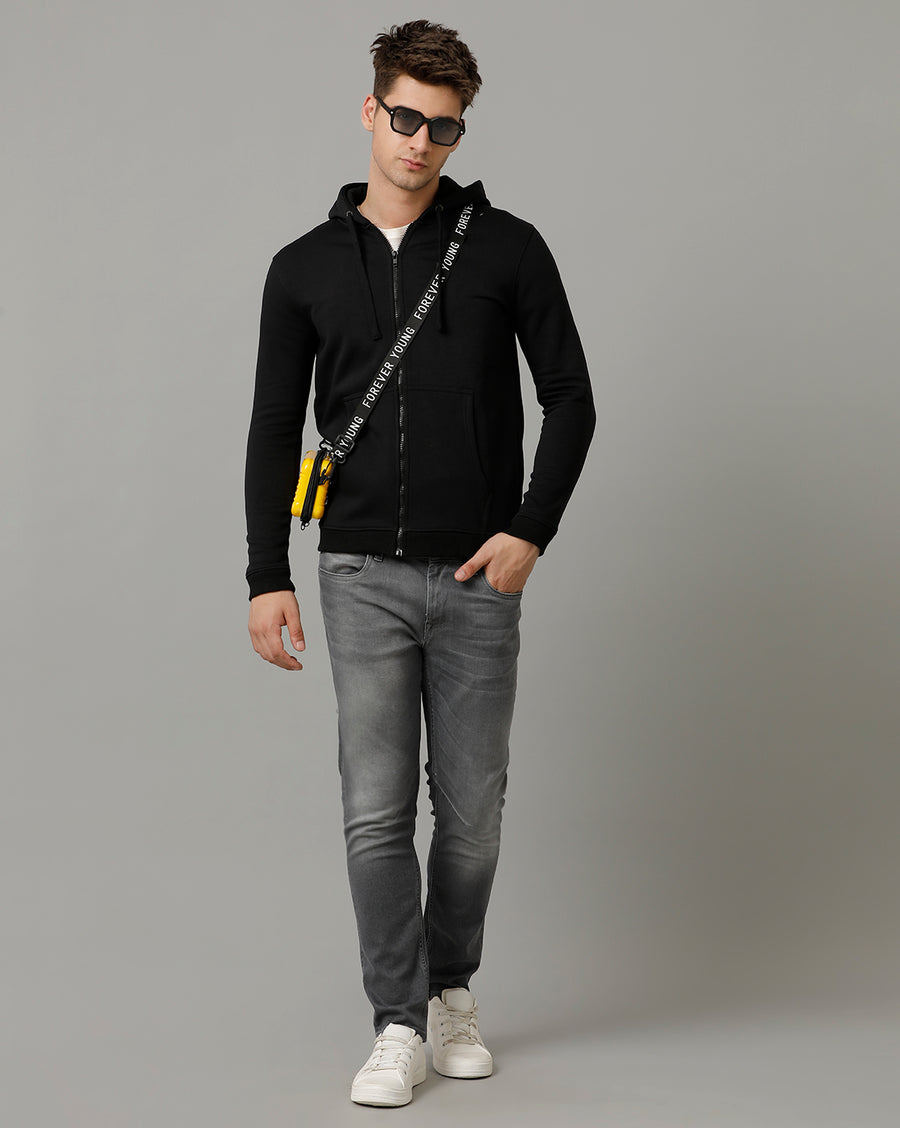 Deep Black Regular Fit Sweat Shirt