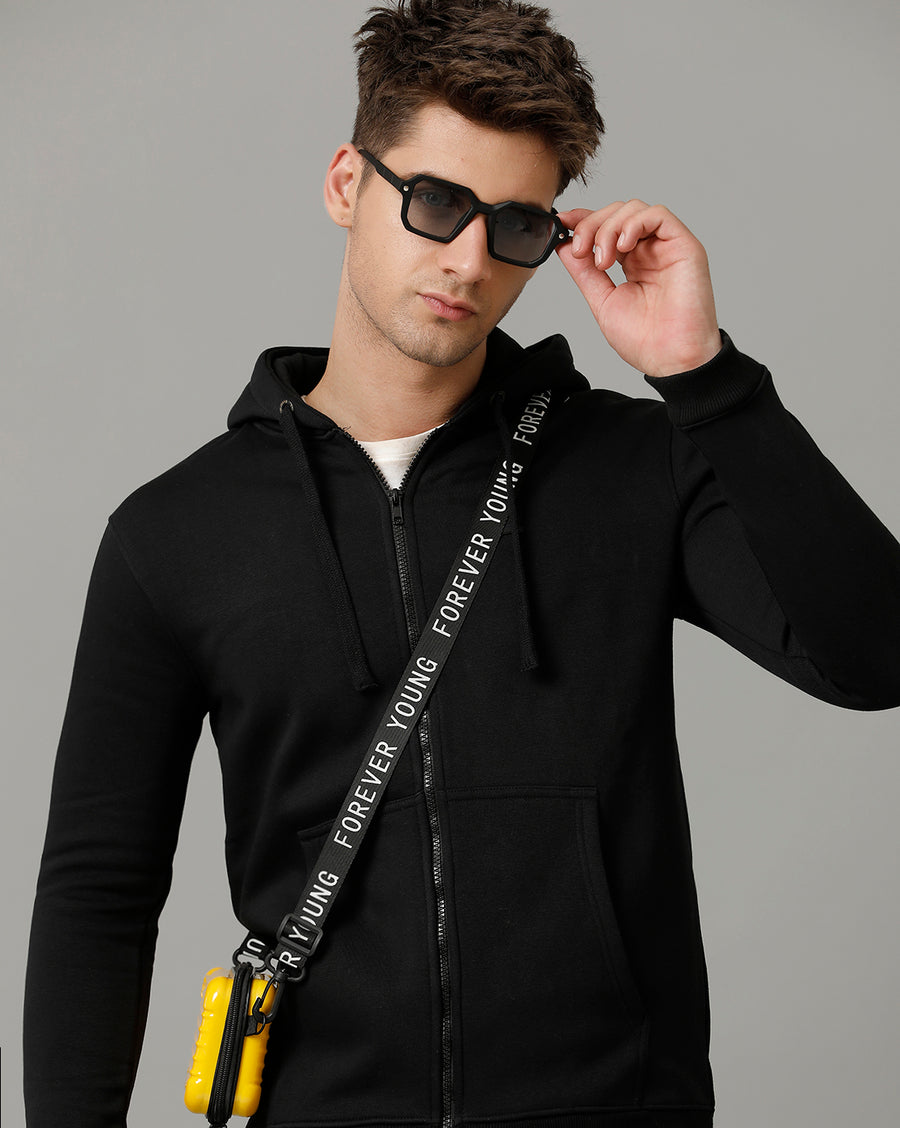 Deep Black Regular Fit Sweat Shirt