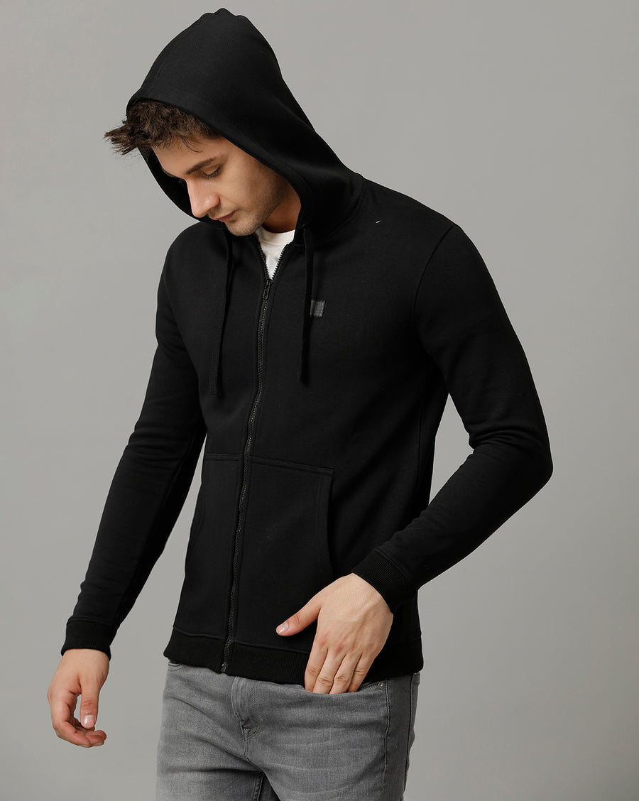 Deep Black Regular Fit Sweat Shirt